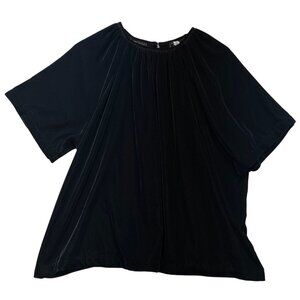 Old Navy Womens Velvet Tunic Top Short Sleeve Size 2X Black Stretch Keyhole Back